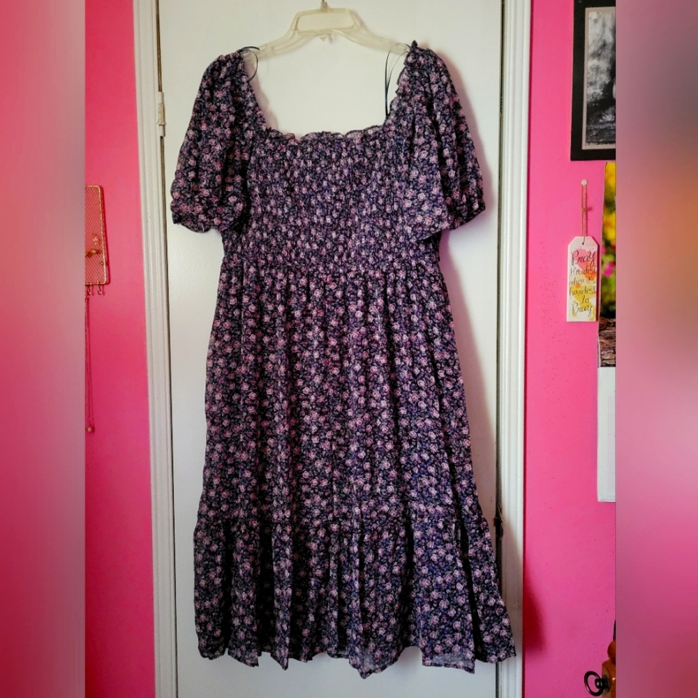 NWT LAUREN CONRAD NAVY FLORAL DRESS